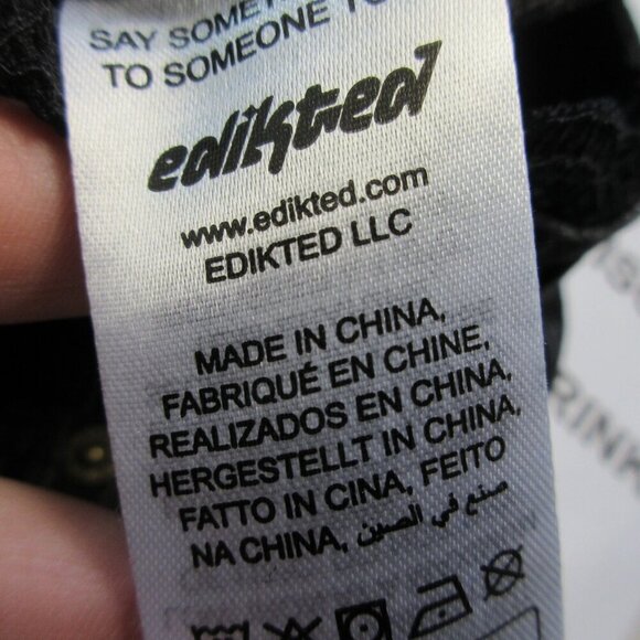 Edikted Women Jeans S Black Low Rise Stripe Lace Trim Wide Leg Trendy Preppy 626 - Picture 4 of 16